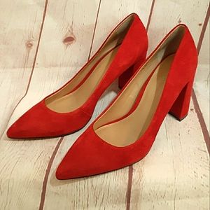 Banana Republic Red Suede Block Heel Pumps 6.5